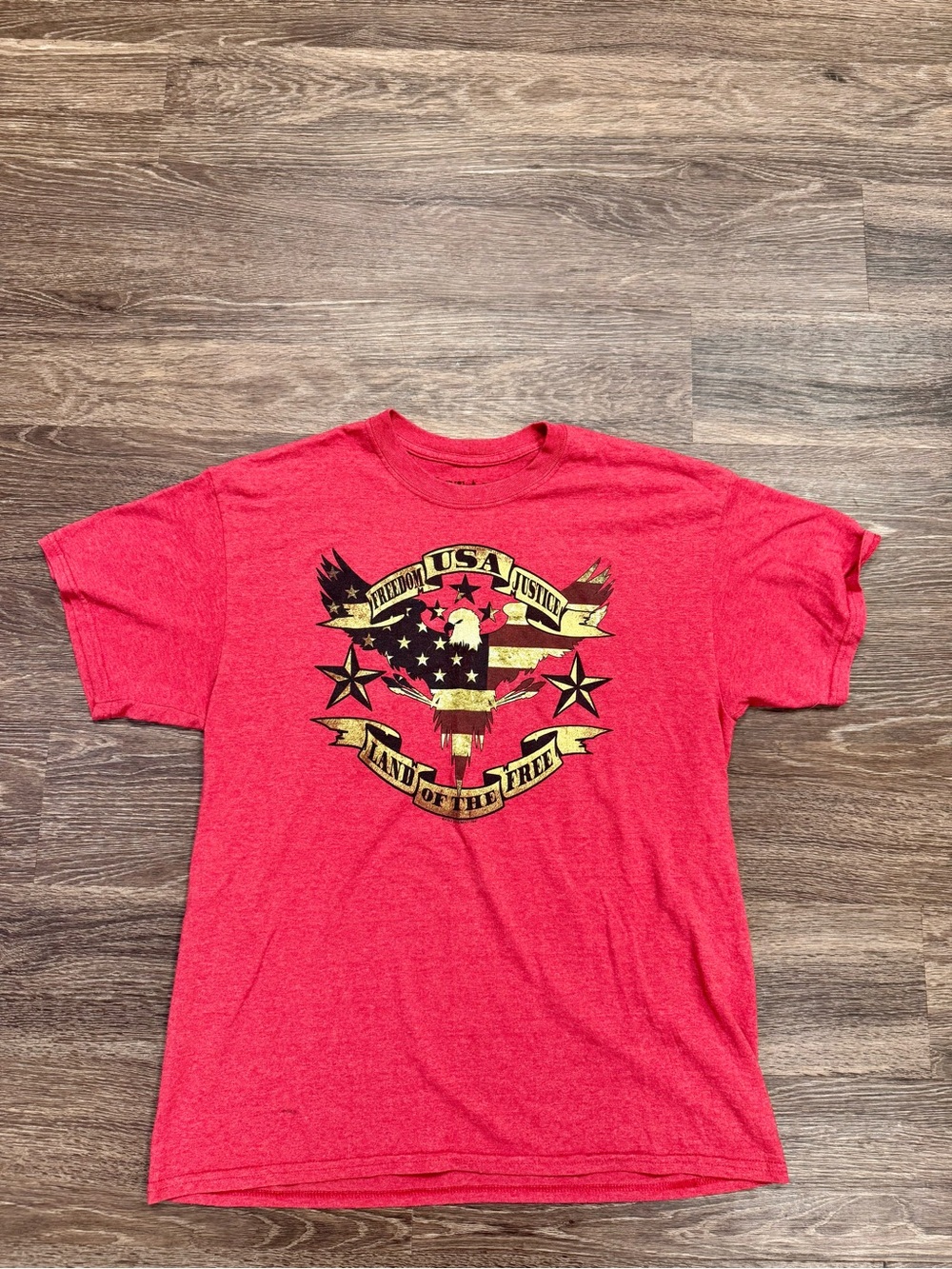 5 Star Original USA Eagle Flag Graphic T-Shirt Red Patriotic Men's L/G